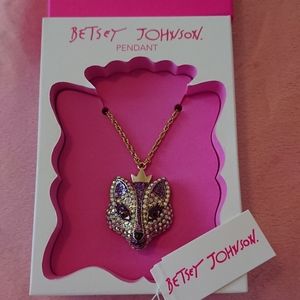 NWT Betsey Johnson Purple Fox Pendant Necklace
